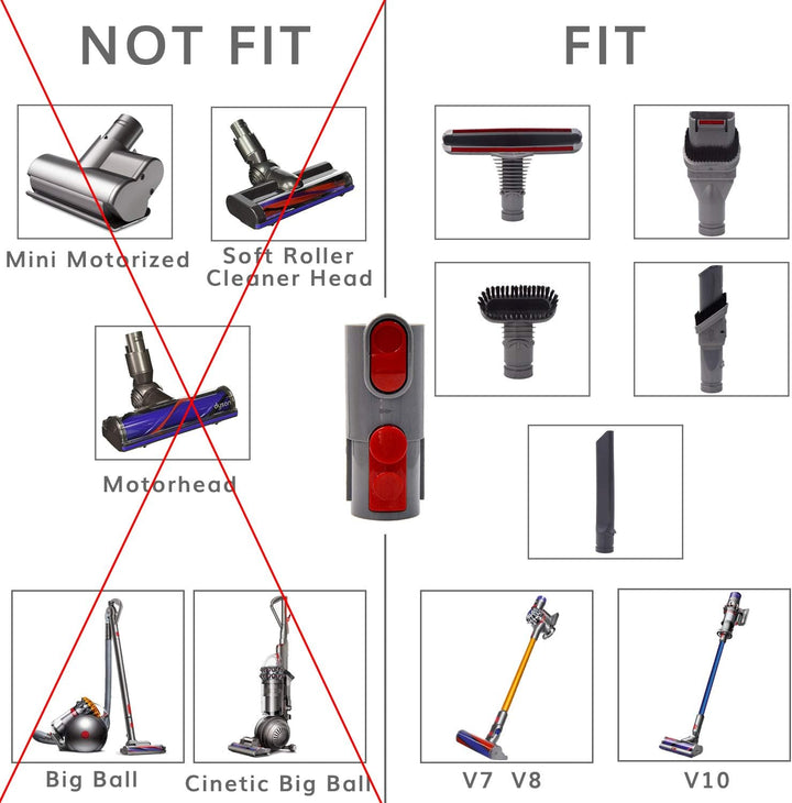 Zubehör-Set Ersatz für Dyson V8 V7 V10 Staubsauger mit Adapter - Ersatzteile Bürste Düse Bodendüse f