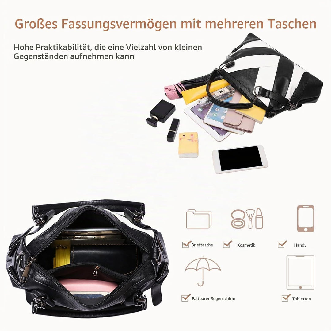 NICOLE &amp; DORIS Handtaschen für Damen Modern Henkeltasche Schultertasche Weiche PU Leder Umhängetasch