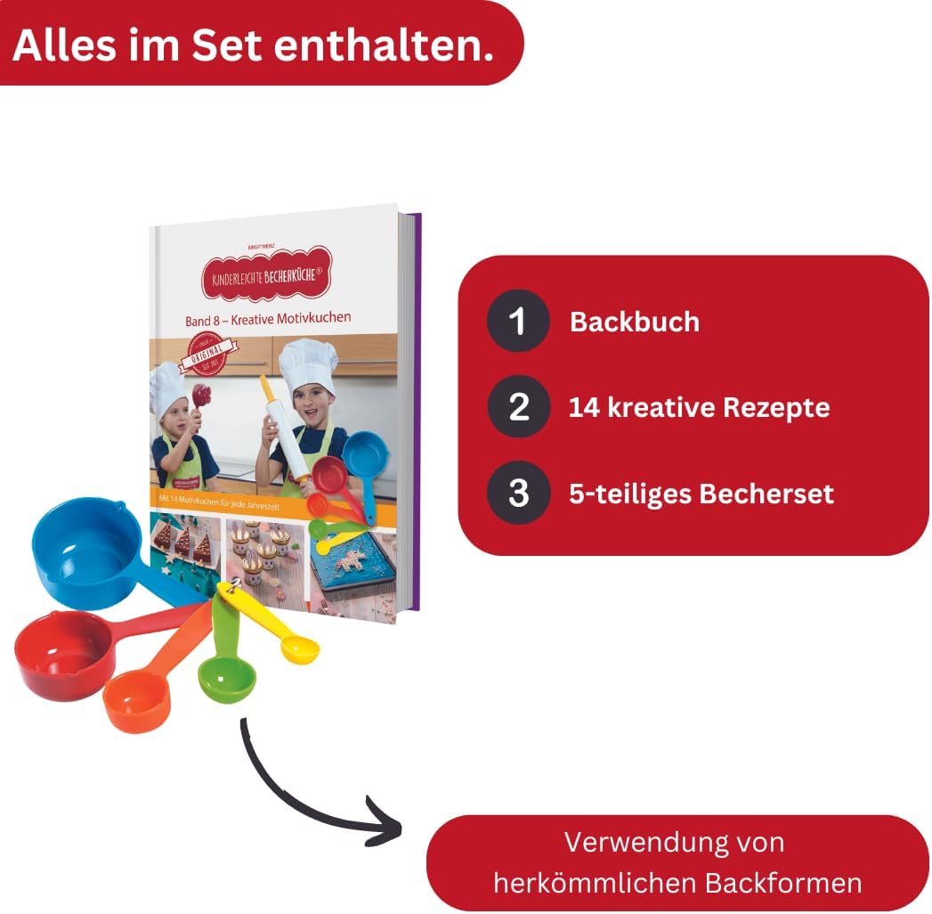 Kinderleichte Becherküche: Kreative Motivkuchen (Band 8): Backset mit 5 farbigen Messbechern, kinder