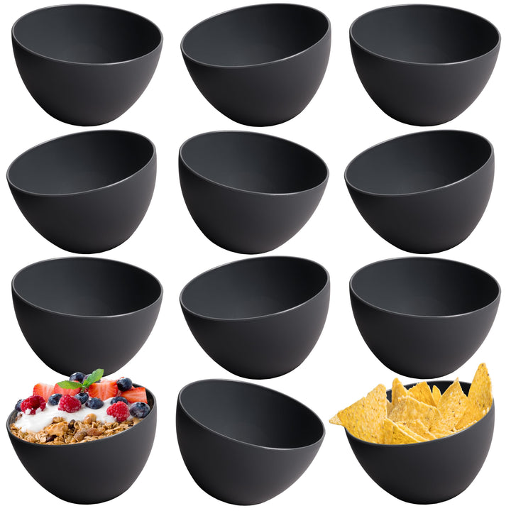Hausfelder Müslischalen 12er Set, schwarze Schalen aus bruchsicherem Kunststoff, Suppenschalen, Dess