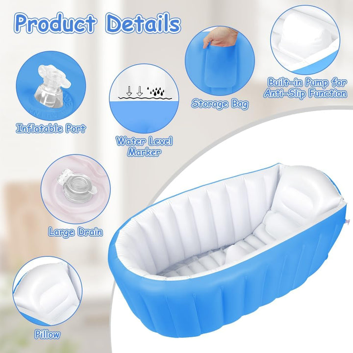 Aufblasbare Badewanne für Kinder Tragbare Säuglings Badewanne Baby mit Luftpumpe Reise Tragbare Reis