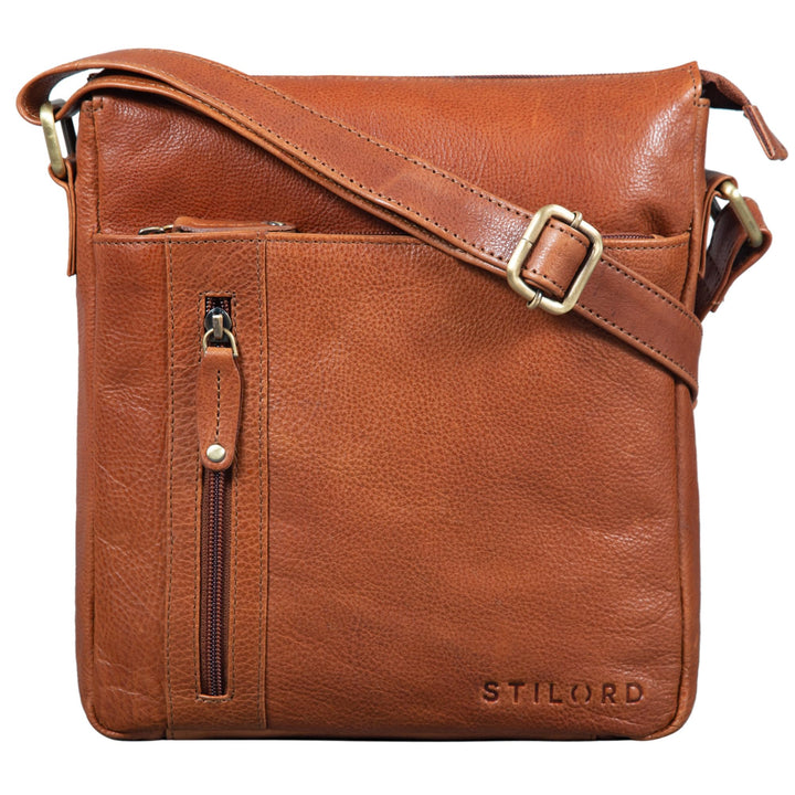 STILORD 'Brady' Messenger Bag Leder Braun klein Umhängetasche Schultertasche für iPad 10,1 Zoll Tabl