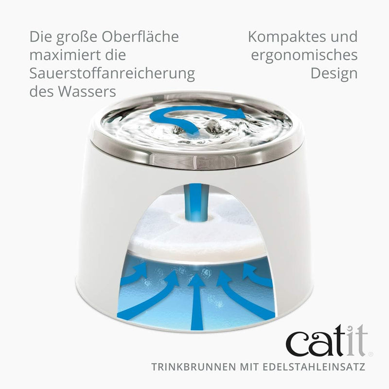 Catit Trinkbrunnen, für Katzen, mit Edelstahleinsatz, 2L, weiss 1 weiss, 1 weiss