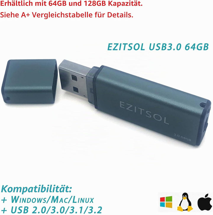 EZITSOL 64 GB USB-Flash-Laufwerk mit physischem Schalter, USB 3.0, hohe / schnelle Geschwindigkeit b