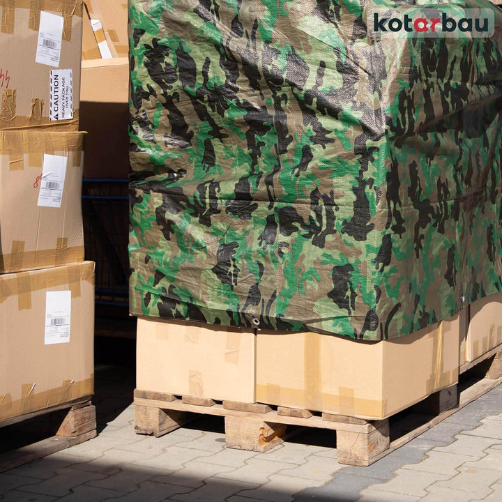 KOTARBAU® Gewebeplane 5x6 m Tarnfarbe 80g/m2 Abdeckplane Verstärkten Ösen Schutzplane Bauplane Wasse