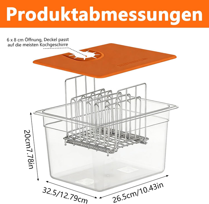 Sous Vide Behälter 12L, Sous Vide Container mit Deckel und Rack ür Sous Vide Stick Garer, Multifunkt