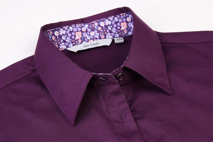 Alex Vando Bluse Damen Langarm Hemd Damen Stretch – Business Button Down Shirts, Bügelfrei Arbeitshe