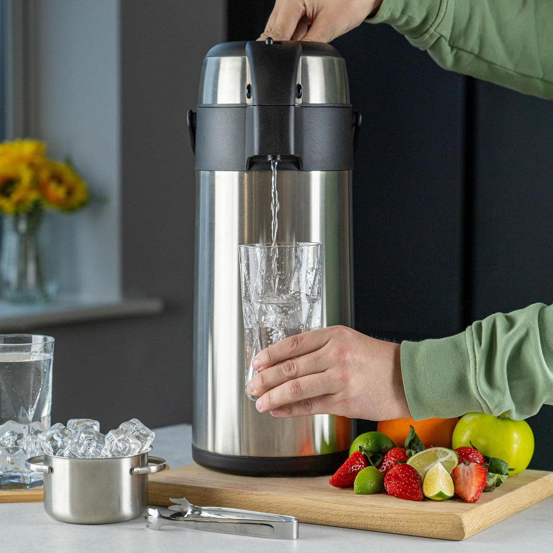 Pioneer Flasks SS40R Pioneer Airpot Isolier-Pumpkanne Edelstahl-Getränkespender Doppelwandig mit Gri