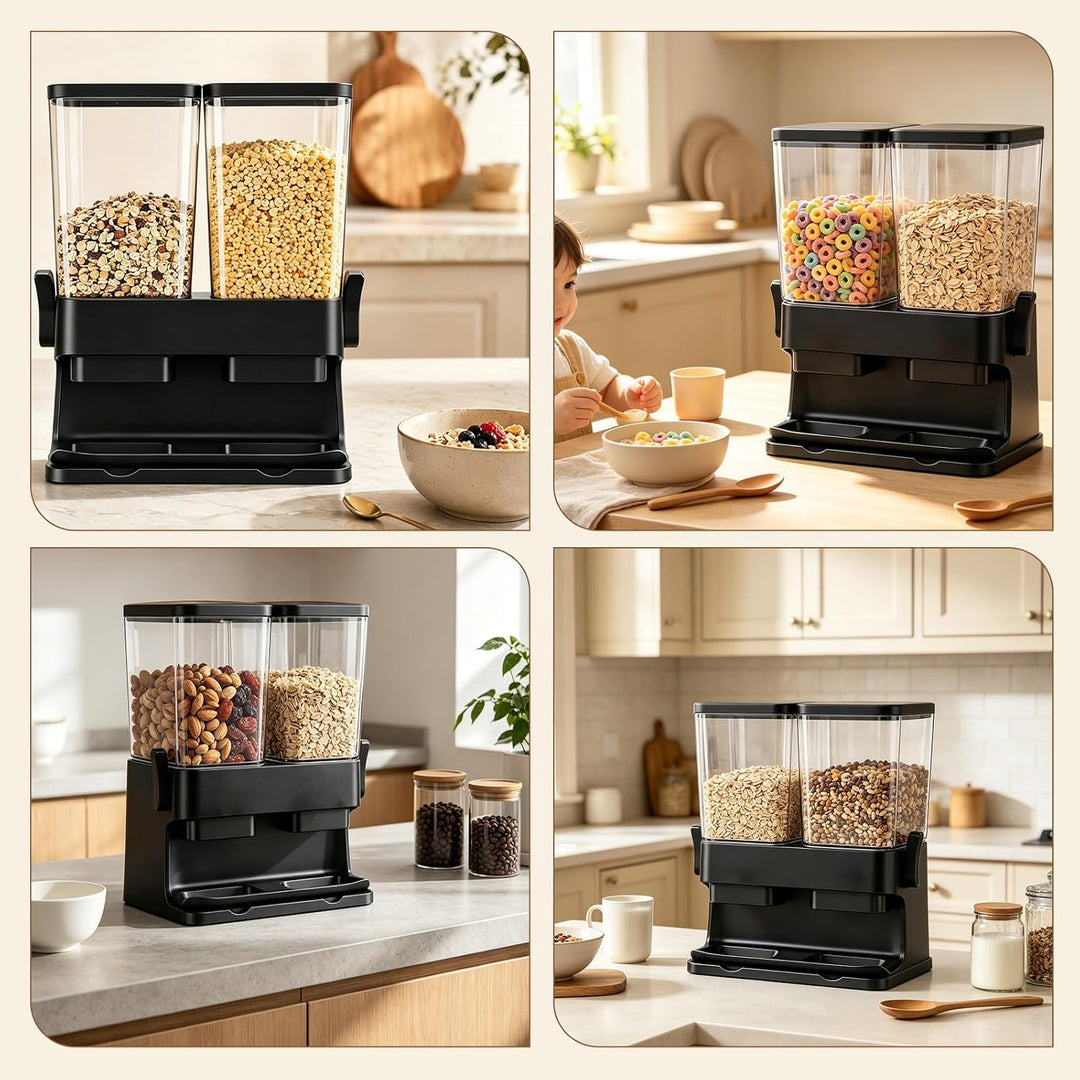 Müslispender, 3L Cereal Dispenser & Cornflakes Spender, Zweifach-Fach-Design, Zerkleinert Keine Cere