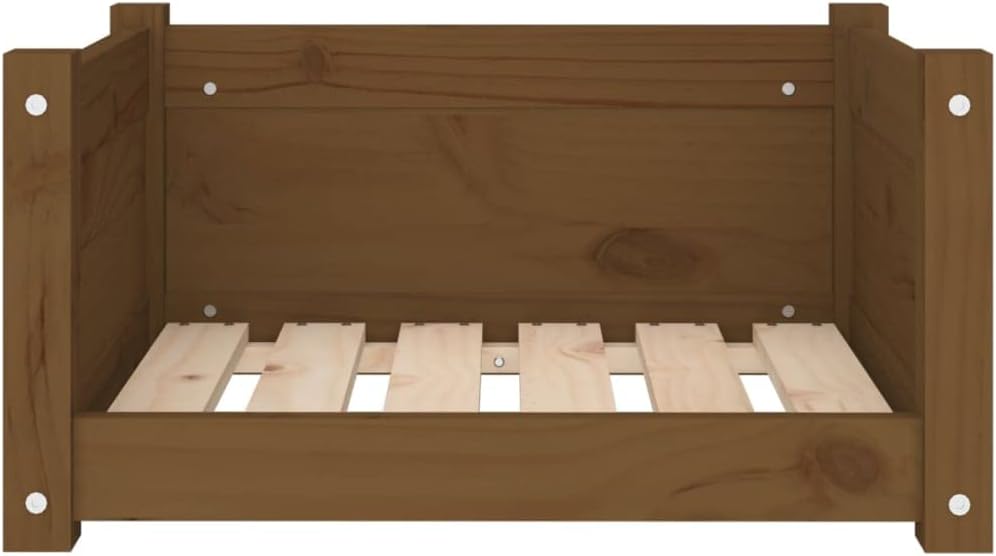 homiuse Hundebett Katzenbett Honigbraun 55,5x45,5x28 cm Massivholz Kiefer Hundekorb Katzenkorb Hunde