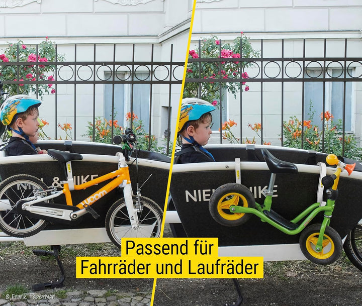 Frank Bike Holder M 2.0 – 2X Halterung für Kinderfahrrad & Laufrad am Lastenrad | kompatibel mit Urb