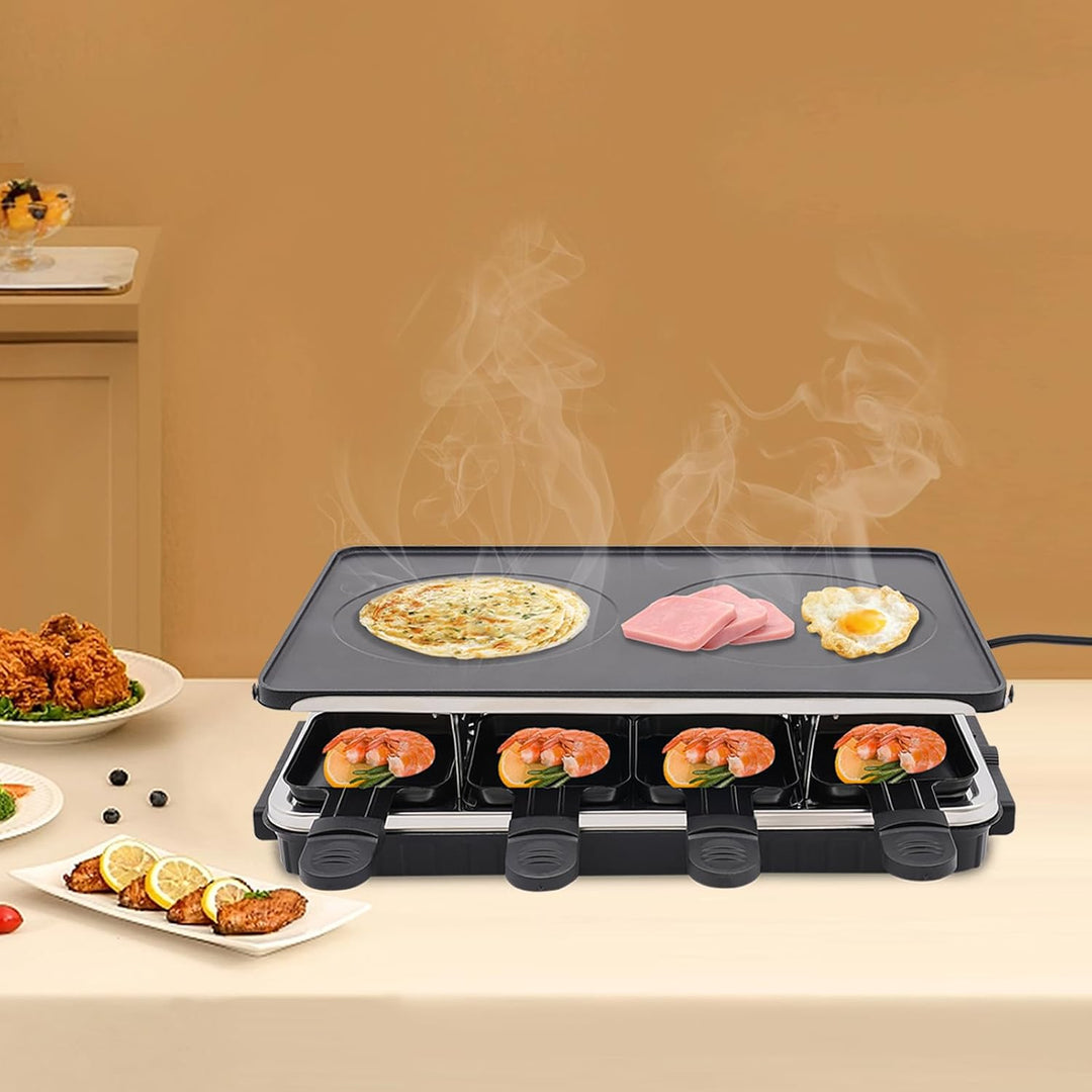 Elektrischer Tischgrill, mit Spatel und 9 Kochplatten, ideal für Abende mit Familie und Freunden