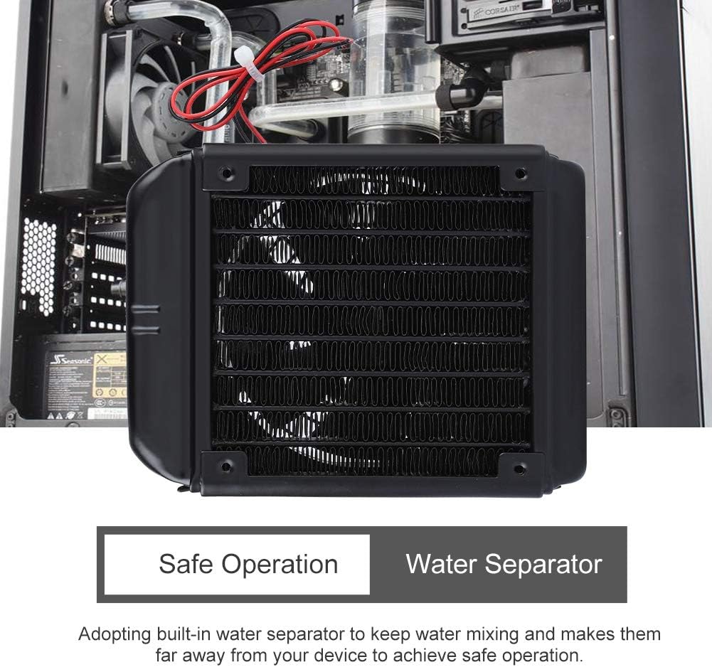 ASHATA 90mm Aluminium Radiator, Kühlerlüfter Radiator - CPU Wasserkühlung 8 Röhren Aluminiumheizkörp