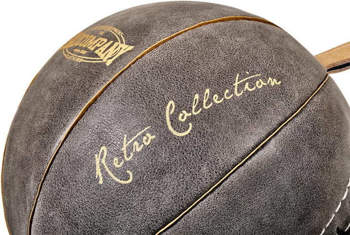 Bad Company Retro Doppelendball aus Rindsleder inkl. elastischen Spanngurten I 25 cm Durchmesser I B