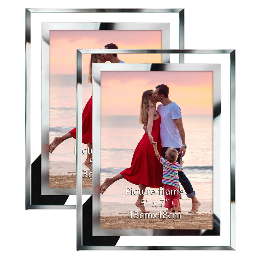 Giftgarden Bilderrahmen 13x18 cm Glas, Hochzeit Fotorahmen Silber für 18x13 Bilder, 2er Set Geburtst