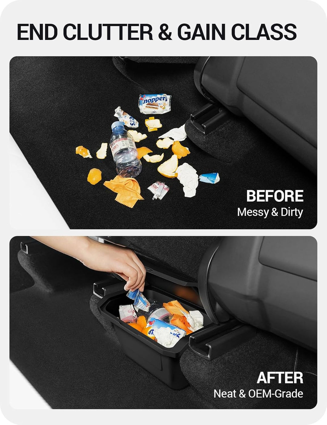 BASENOR 2026 2025 Tesla Model Y Juniper Organizer für die hintere Mittelkonsole, staubdichter TPE-Ab