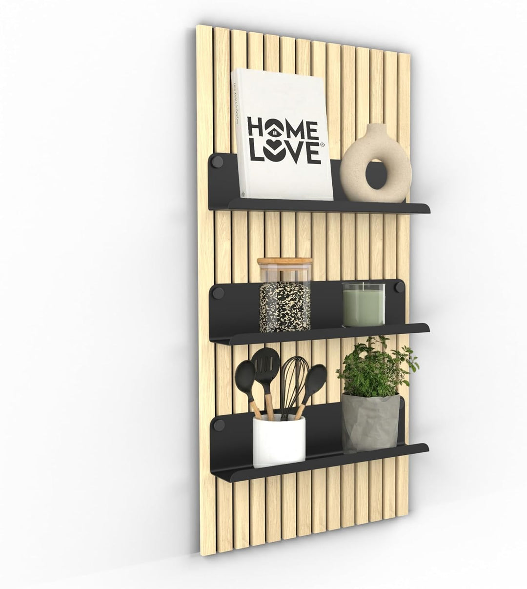 HOME LOVE Ablage für Akustikpaneele 52x9 cm – ohne Bohren | Regal für Paneele | Akustikpaneele Zubeh