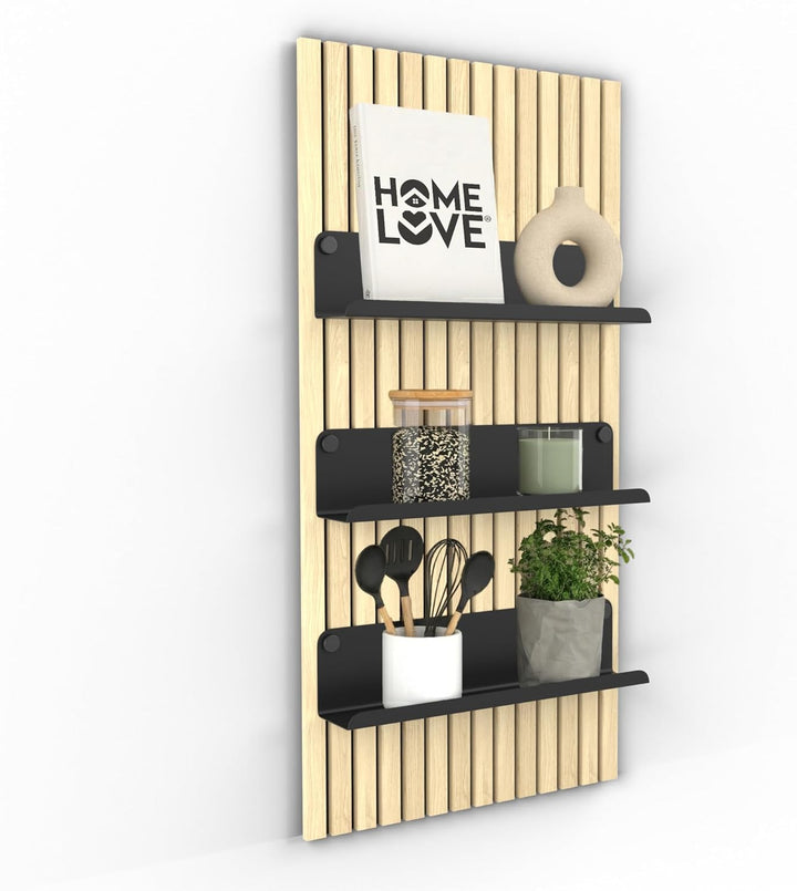 HOME LOVE Ablage für Akustikpaneele 52x9 cm – ohne Bohren | Regal für Paneele | Akustikpaneele Zubeh