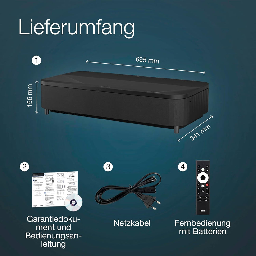 Epson EH-LS800B 4K PRO-UHD Smart Laserprojektor, 4.000 Lumen, bis zu 150-Zoll Bilddiagonale (3,81 m)