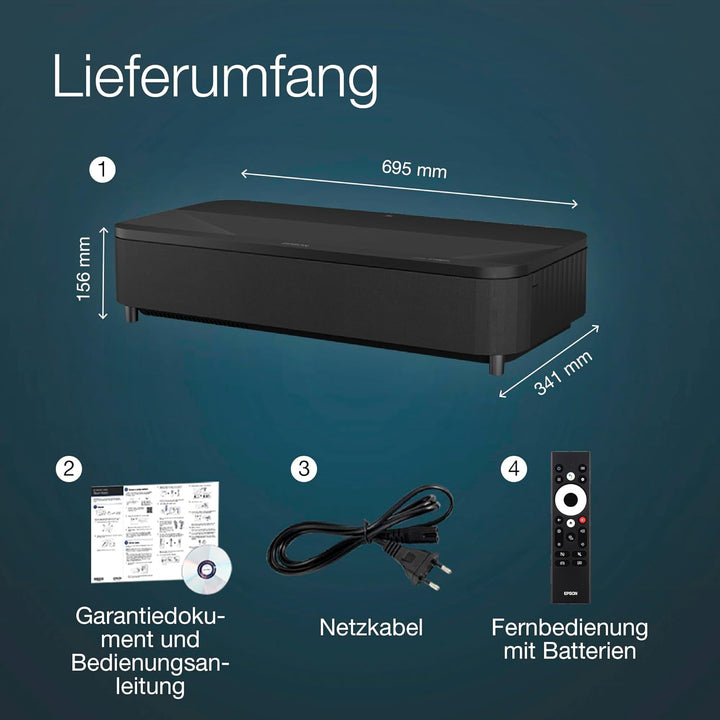 Epson EH-LS800B 4K PRO-UHD Smart Laserprojektor, 4.000 Lumen, bis zu 150-Zoll Bilddiagonale (3,81 m)