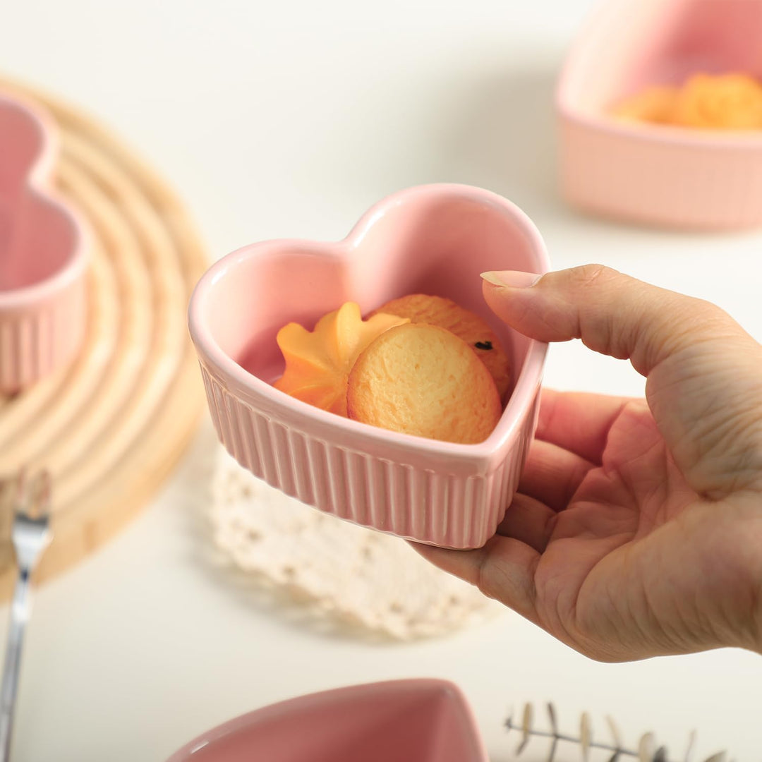 Sizikato Soufflé-Schalen aus Porzellan, herzförmig, 8,9 cm, für Souffle, Creme Brulee und Dip-Saucen
