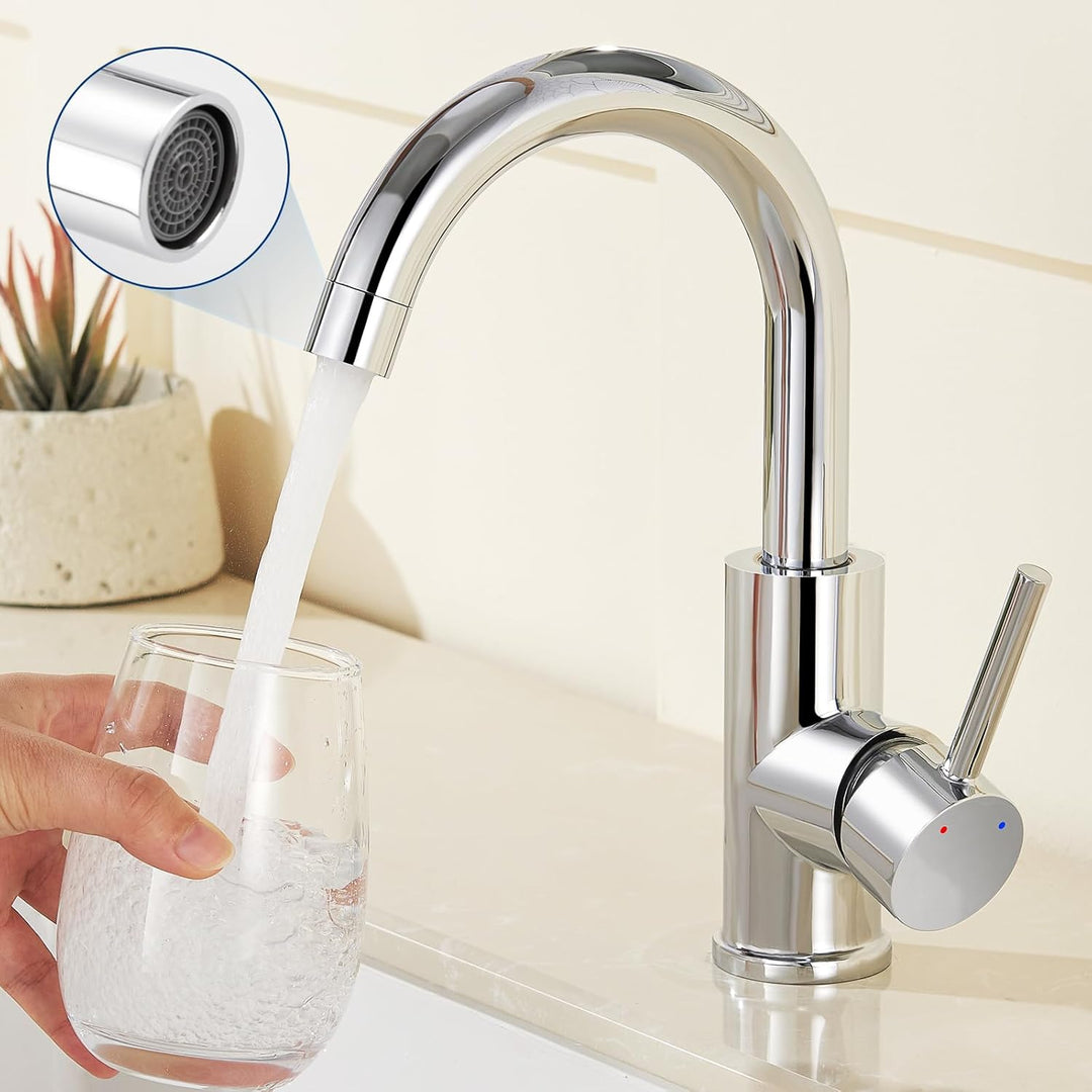 Auralum Küchenarmatur Niederdruck Armatur Küche/Bad, 360°Drehbar Wasserhahn Küche Niederdruck mit 3