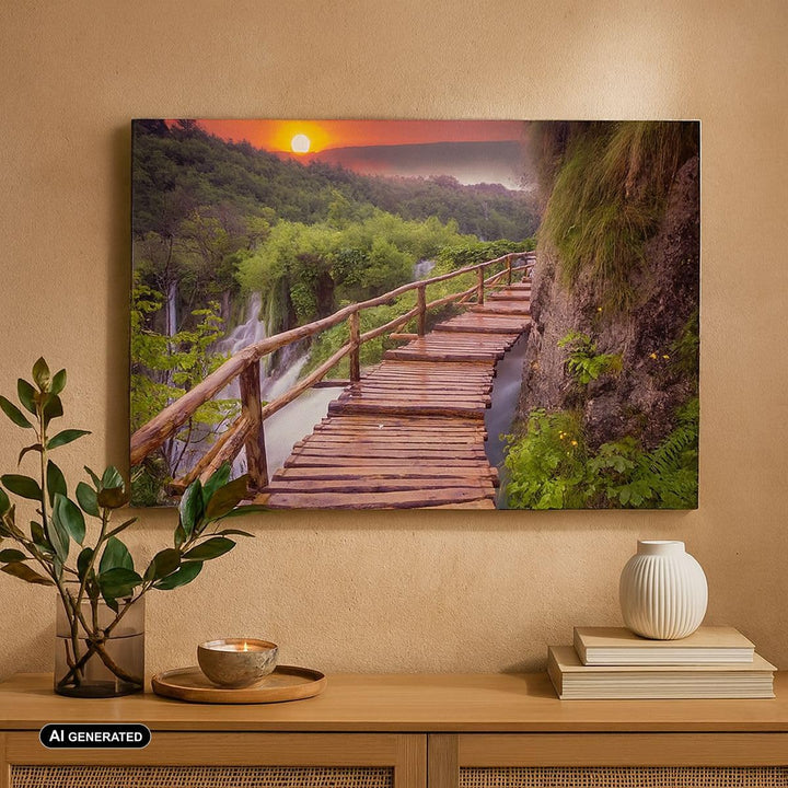 Bilder auf Leinwand Park Natur Wasser Leinwandbild mit Rahmen 70x50cm Wandbilder Dekoration Wohnzimm