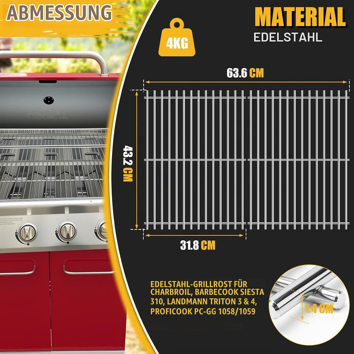 GFTIME 43,2 x 31,7cm Edelstahl Grillroste für Enders Boston 3 &amp; Monroe Pro 3, Charbroil, Barbecook S
