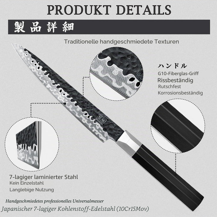 SHAN ZU Japanisches Kochmesser 15cm Allzweckmesser, 15cm Allzweckmesser
