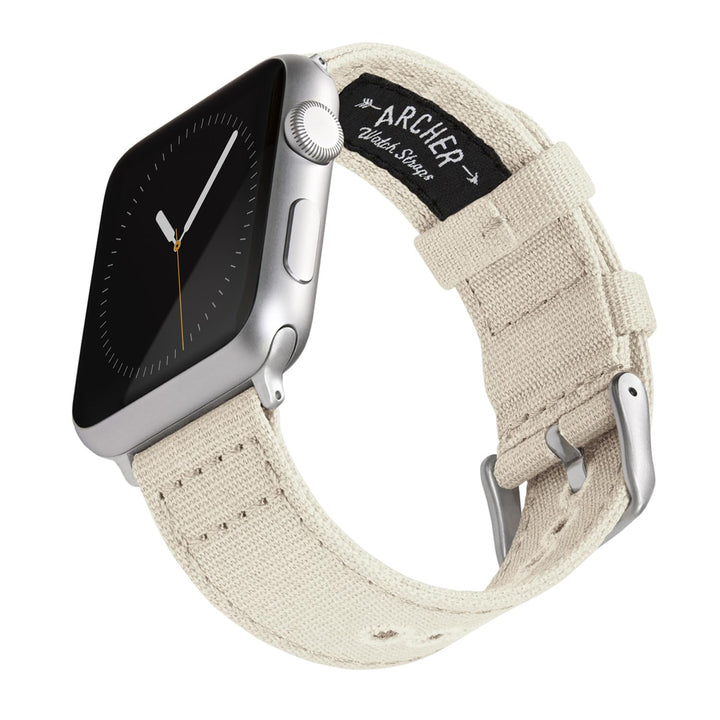 Archer Watch Straps - Canvas-Uhrenarmbänder für Apple Watch 40/41/42mm Alabaster, Silber, 40/41/42mm
