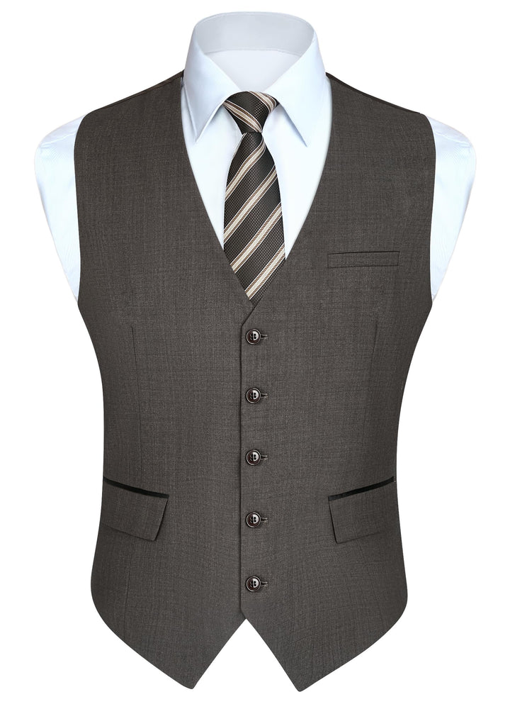 HISDERN Anzugweste für Herren Elegant Hochzeit Weste Klassische Einfarbig Casual Businessweste Forme