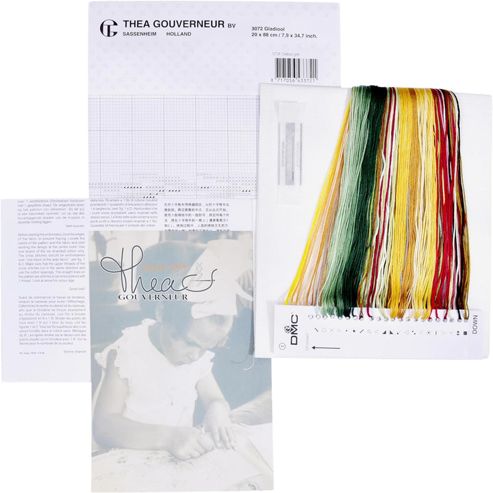 Thea Gouverneur - Kreuzstich-Set - Gladioli-Gelb - Aida - 18 Count - Für Erwachsene - 3072A 3072A Ai