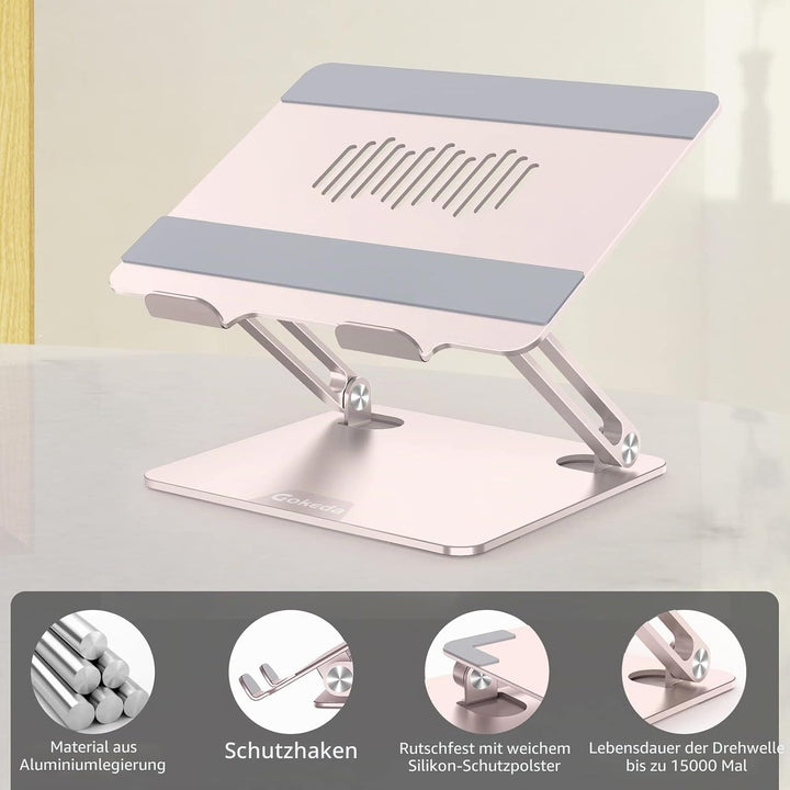 Gokeda Laptop Ständer, ergonomischer Laptopständer aus Aluminiumlegierung für den Schreibtisch, Note