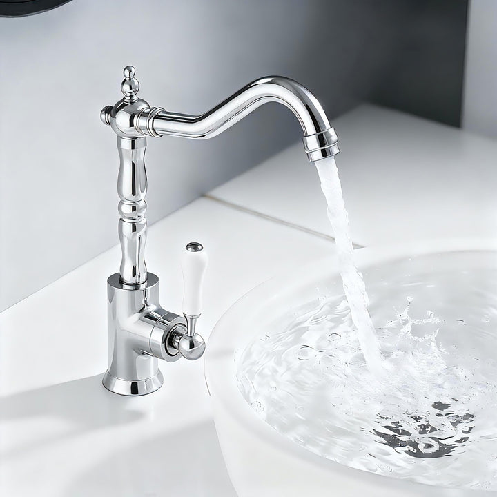 Wasserhahn Küche Retro, Küchenarmatur 360° Drehbar, Mischbatterie mit Einhebelmischer für Bad/Küche,