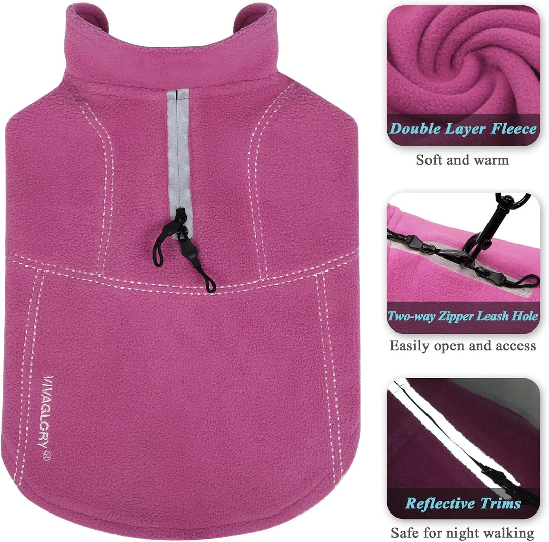 VIVAGLORY Softpad Wintermantel Hund, Hundepullover Fleece, Hundemantel mit Bauchschutz & Klettversch