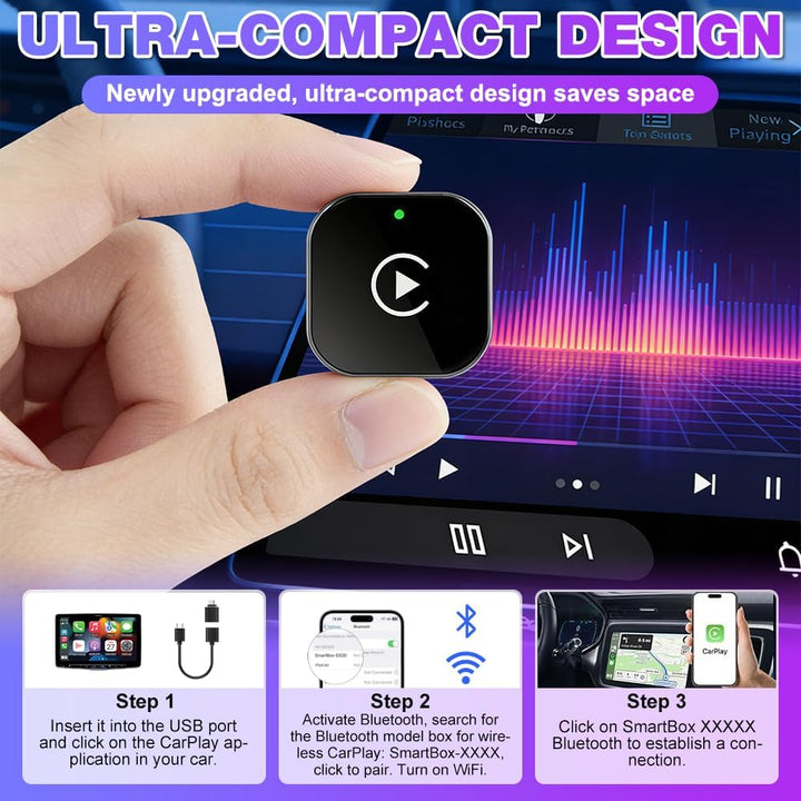 CarPlay & Android Auto Wireless Adapter, 2 in 1 Carplay Wireless Adapter mit Type-C Adapters, Mini W