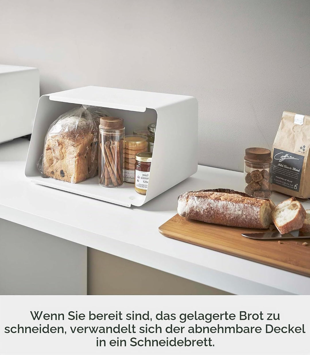 YAMAZAKI Tower Brotkasten, Edelstahl, Weiss, One Size, Weiss