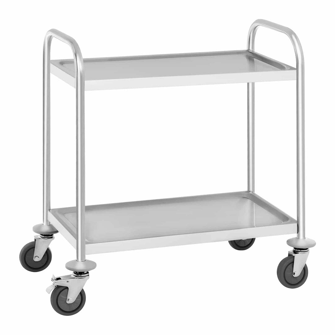Royal Catering RCSW 2.1H Servierwagen Edelstahl Küchenwagen mit Rollen Transportwagen 2 Borde (Tragf