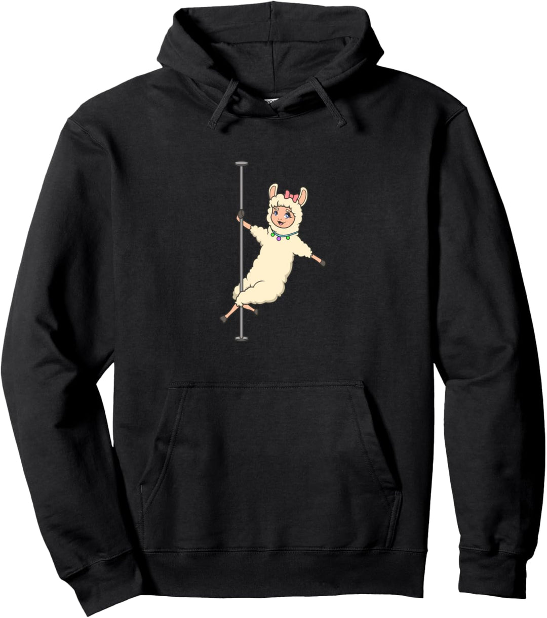 Lama an der Pole Dance Stange - Pole Fitness Pullover Hoodie