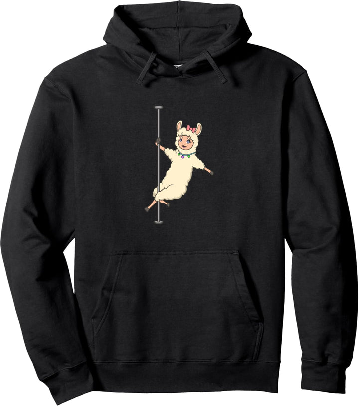 Lama an der Pole Dance Stange - Pole Fitness Pullover Hoodie