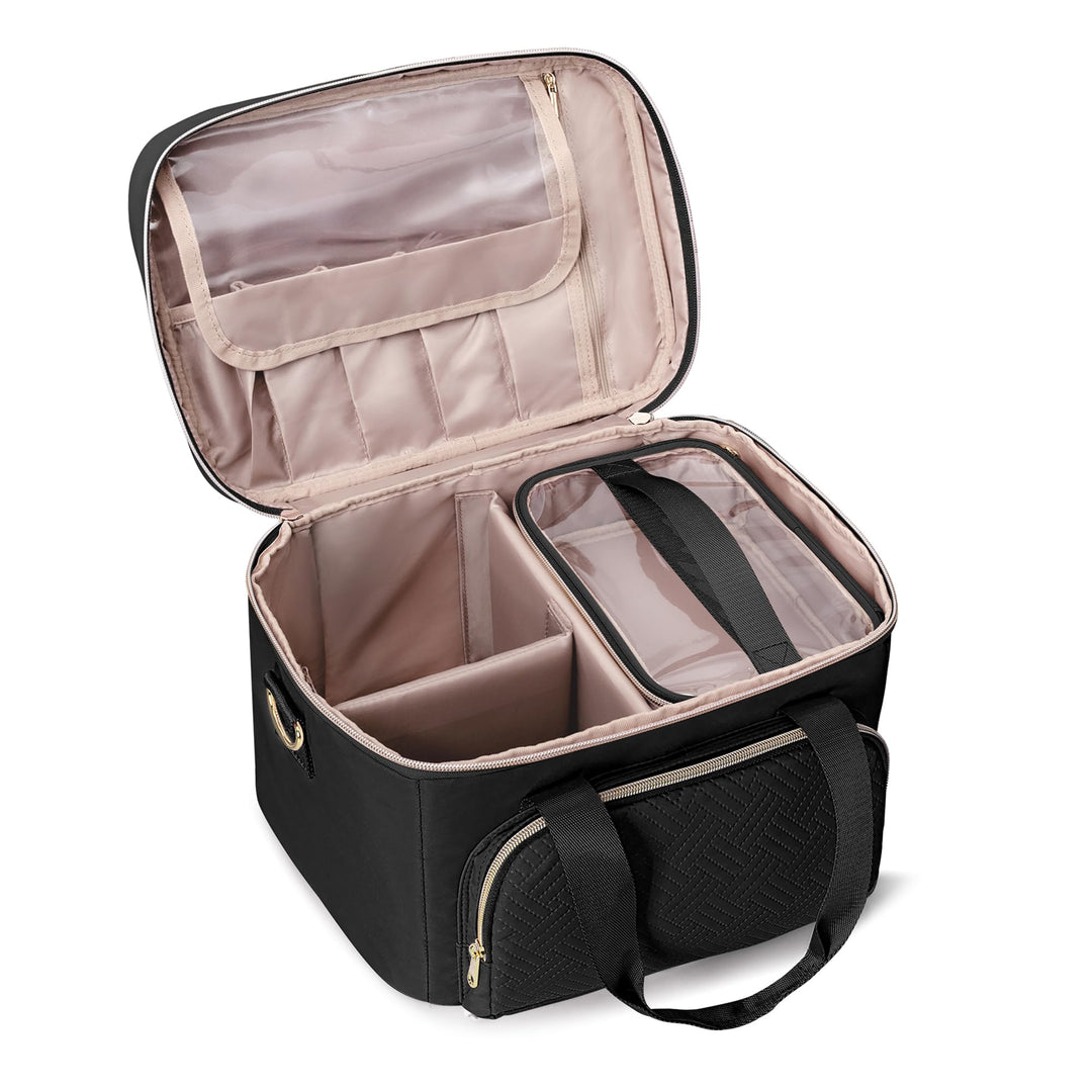 Makeup Tasche Reisetasche mit 2 einzelnen Kosmetiktaschen, grosser Makeup Organizer für Frauen, Schw