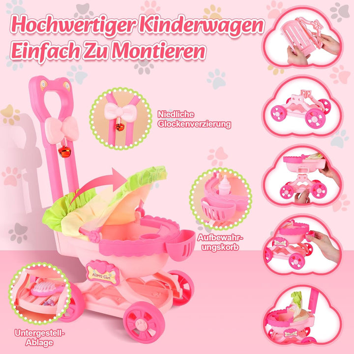 Hund Spielzeug Kinder, Hund Elektrisch Spielzeug der Läuft und Bellt mit Hundewagen Tierarzt Spielse