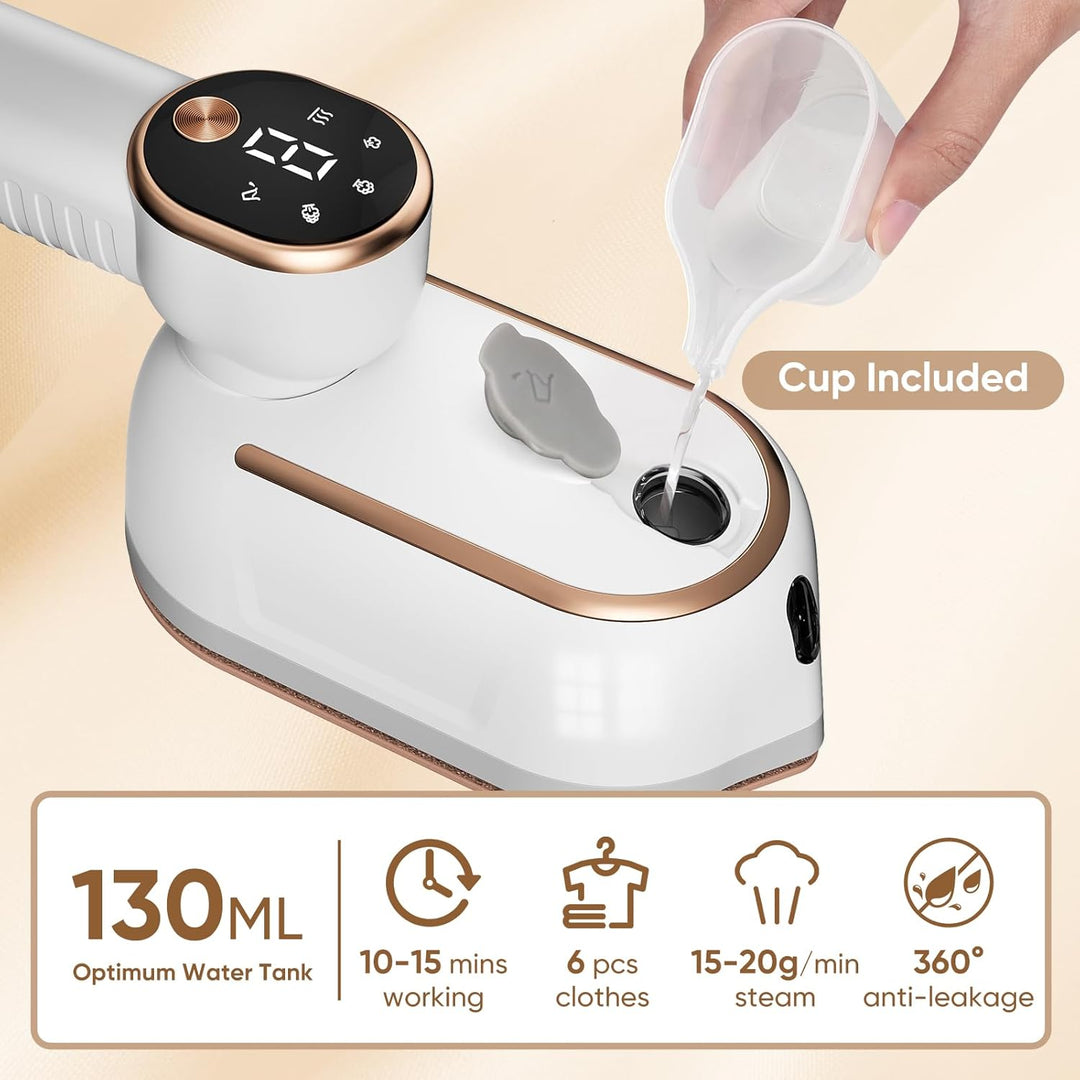 Steamer Reise Dampfglätter mit LCD-Bildschirm,1300W Reisebügeleisen,Mini-Dampfbügeleisen, um 180°dre