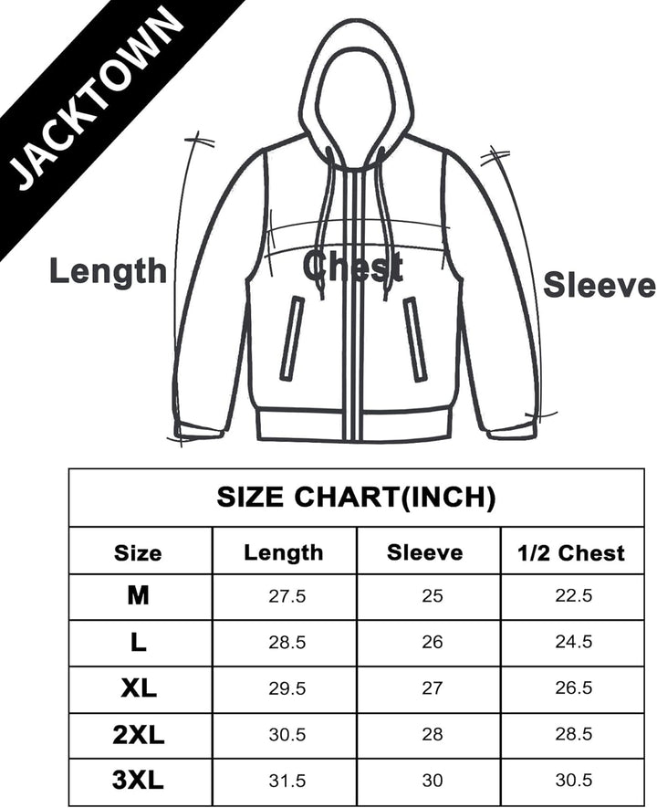 JACKETOWN Herren Sweatshirt Gefüttert Hoodie Reissverschluss Sweatjacke Warm Fleece Winterjacke Tedd