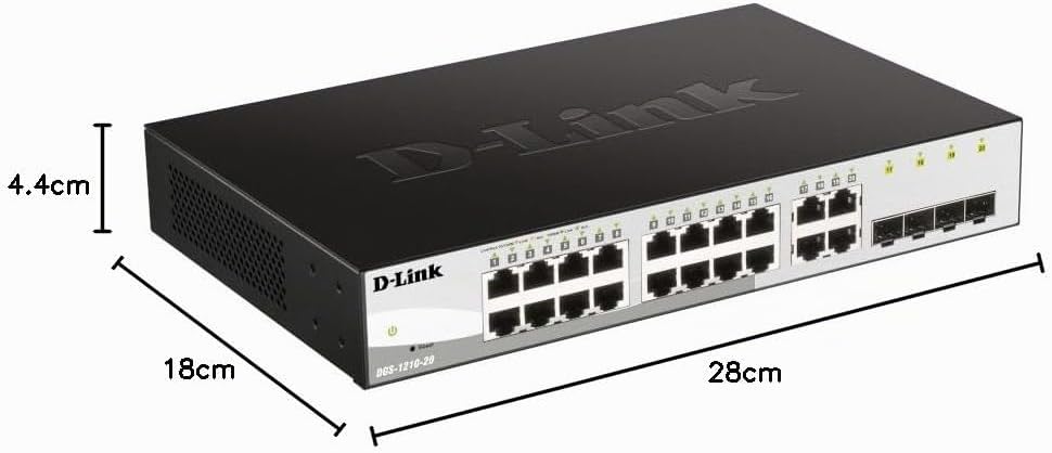 D-Link DGS-1210-20/E 20-Port Gigabit Smart Switch (16 x 10/100/1000 Mbit/s Base-T-Ports und 4 x 100/