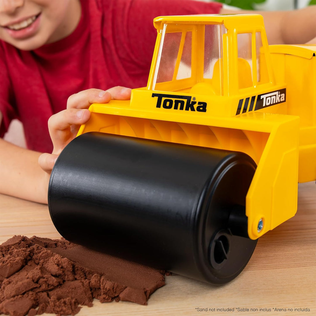Tonka Stahl-Dampfwalze, robuste Konstruktion aus echtem Stahl, gelbes Abbruchspielzeug mit realistis