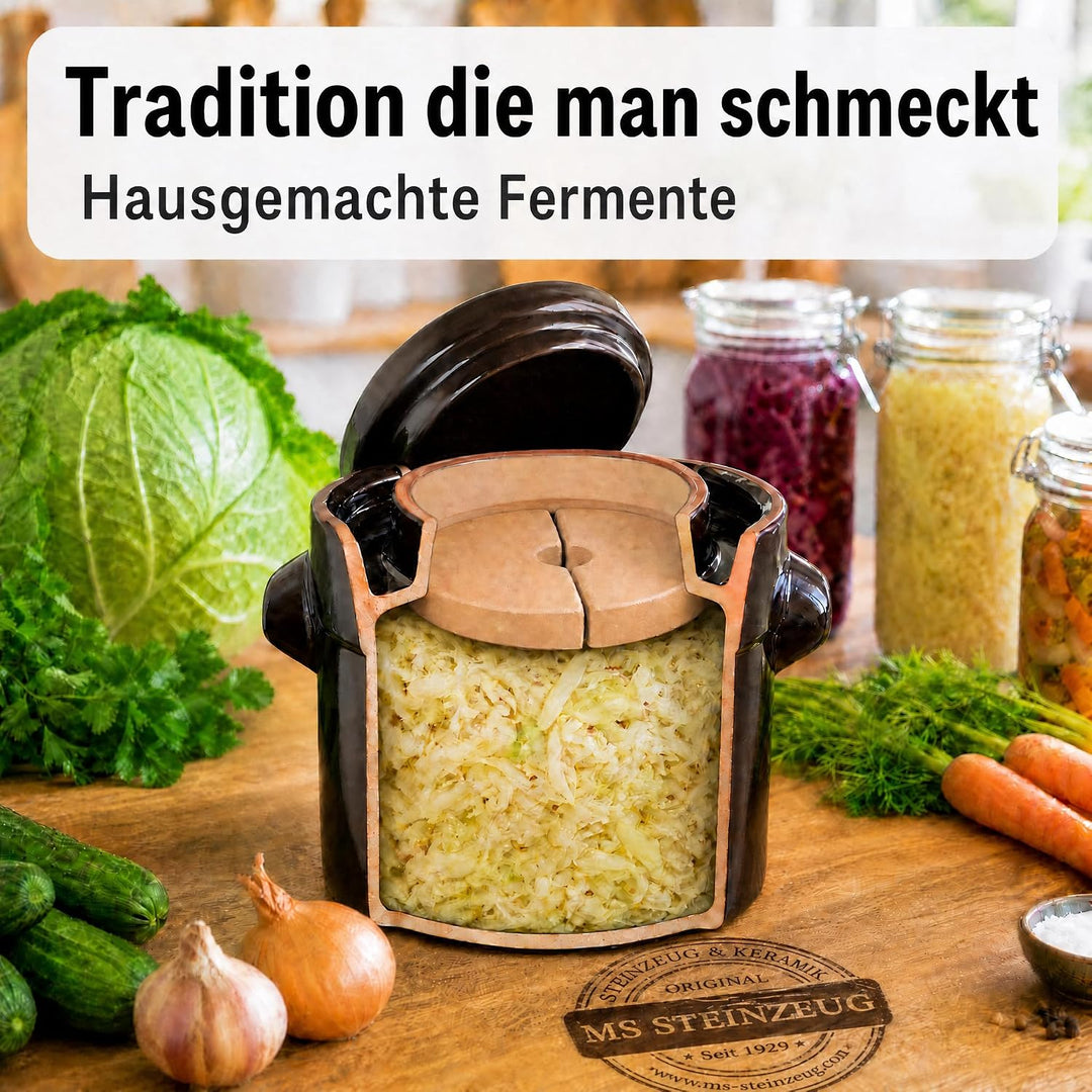 SCHMITT Gärtopf-Set braun 10 l mit Deckel und Steinen