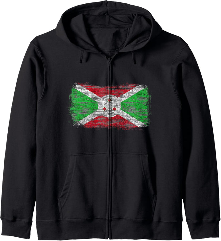 Rustikale Nationalflagge von Burundi Kapuzenjacke