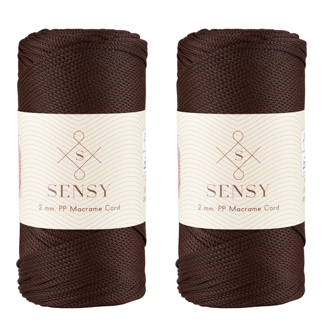 Sensy Premium 2 mm 220 Meter Polyester-Seil, 100 % Polypropylen, Makramee-Schnur, 2 mm Häkeltasche,