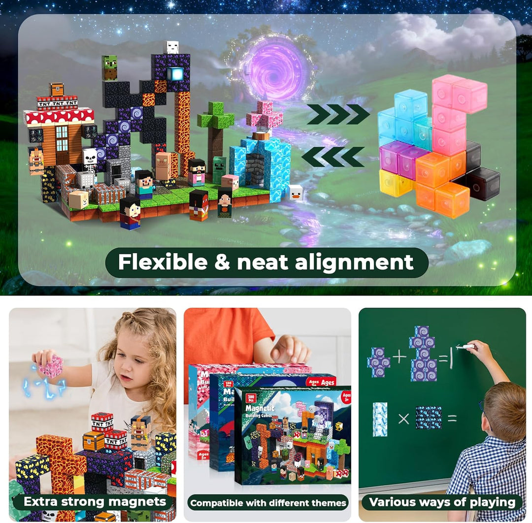 Magnetische Bausteine 300 Teile - Abenteuerthema - Baue Dein Abenteuer - Team auf und erlebe gemeins